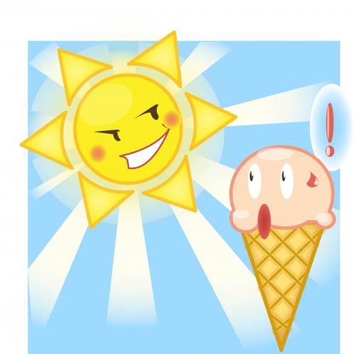 Cartoon: Strahlungs-Gefahr (medium) by Fubuki tagged eis,sonne,sommer,strahlen,ice,sun,summer,cream,food,essen,süßes,sweets