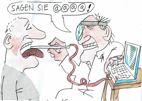 Cartoon: Aaaa (medium) by Jan Tomaschoff tagged medizin,digitalisierung,pc,medizin,digitalisierung,pc