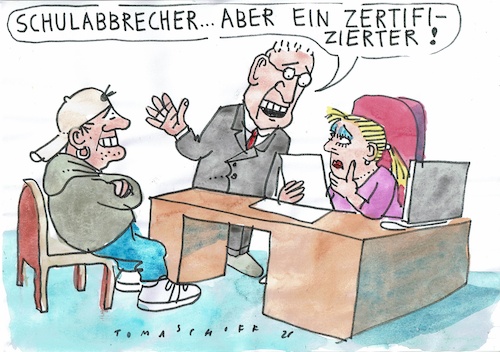 Cartoon: Abbrecher (medium) by Jan Tomaschoff tagged schulabbrecher,bildung,jugend,schulabbrecher,bildung,jugend