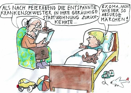 Cartoon: absurd (medium) by Jan Tomaschoff tagged pflegeberuf,wonhungsnot,pflegeberuf,wonhungsnot