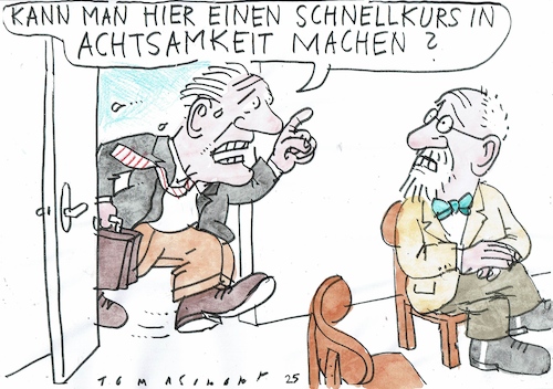 Cartoon: achtsam (medium) by Jan Tomaschoff tagged psyche,achtsamkeit,ruhe,entspannung,psyche,achtsamkeit,ruhe,entspannung