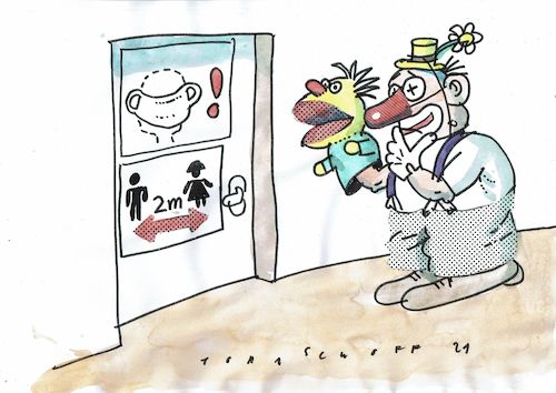 Cartoon: Aha (medium) by Jan Tomaschoff tagged corona,abstand,mundschutz,hygiene,corona,abstand,mundschutz,hygiene