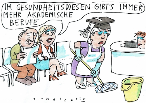 Cartoon: AkademikerInnen (medium) by Jan Tomaschoff tagged gesundheit,ausbildung,fachkräfte,arztpraxis,gesundheit,ausbildung,fachkräfte,arztpraxis