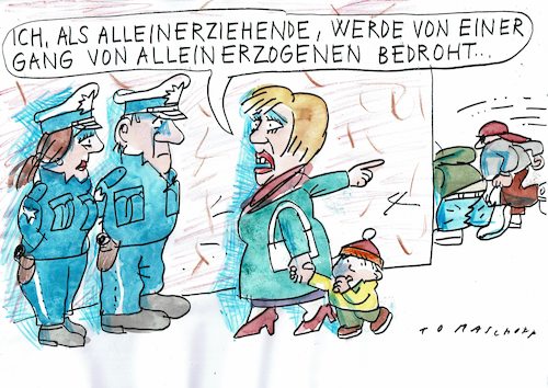 Cartoon: alleinerziehend (medium) by Jan Tomaschoff tagged familie,zuwendung,alleinerziehende,familie,zuwendung,alleinerziehende