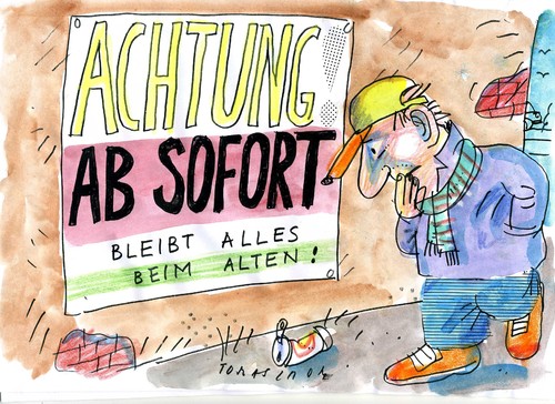 Cartoon: alles beim alten (medium) by Jan Tomaschoff tagged achtung,achtung