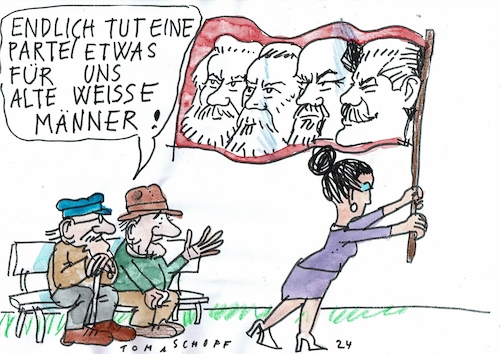 Cartoon: alt und weiß (medium) by Jan Tomaschoff tagged bsw,wagenknecht,toleranz,bsw,wagenknecht,toleranz