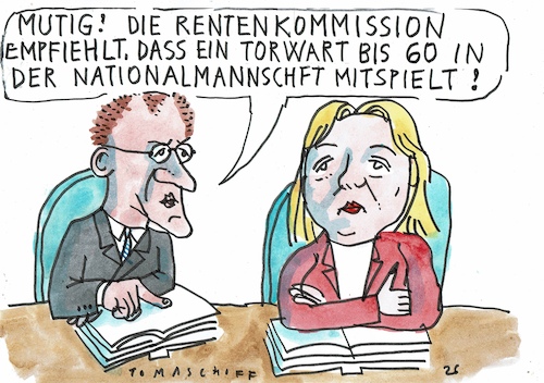 Cartoon: Alter (medium) by Jan Tomaschoff tagged rente,alter,torwart,fussball,rente,alter,torwart,fussball