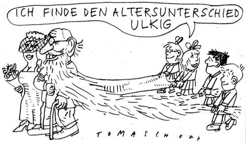 Cartoon: Altersunterschied (medium) by Jan Tomaschoff tagged altersunterschied,hochzeit