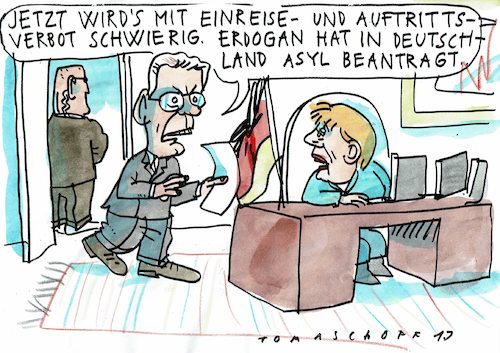 Cartoon: Asylproblem (medium) by Jan Tomaschoff tagged türkei,erdogan,diktatur,türkei,erdogan,diktatur