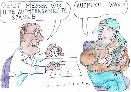 Cartoon: Aufmerksam (medium) by Jan Tomaschoff tagged digitalisierung,handy,computer,konzentration,aufmerksamkeit,digitalisierung,handy,computer,konzentration,aufmerksamkeit