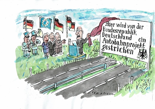 Cartoon: Autobahn (medium) by Jan Tomaschoff tagged verkehrswende,autobahn,bau,verkehrswende,autobahn,bau