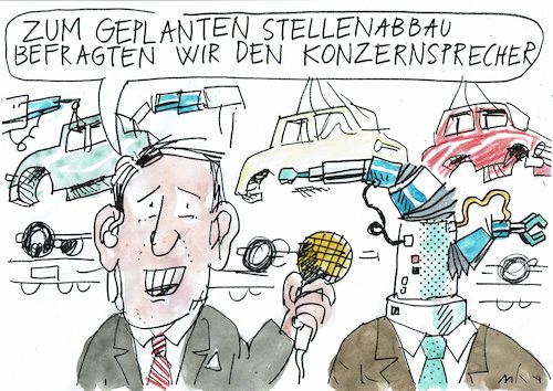 Cartoon: Autoindustrie (medium) by Jan Tomaschoff tagged auto,autoindustrie,stellenabbau,auto,autoindustrie,stellenabbau