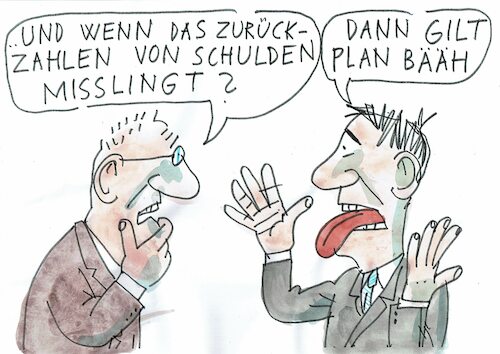 Cartoon: Bääh (medium) by Jan Tomaschoff tagged schulden,tilgung,schulden,tilgung