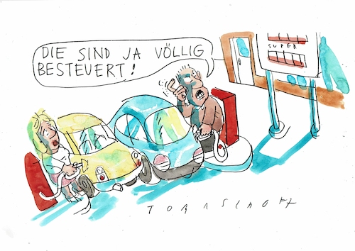 Cartoon: Benzin (medium) by Jan Tomaschoff tagged benzinpreis,steuern,erdöl