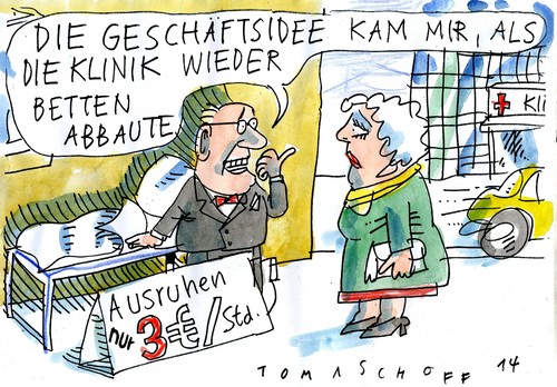 Cartoon: Bettenabbau (medium) by Jan Tomaschoff tagged gesundheit,krankenhäuser,gesundheit,krankenhäuser