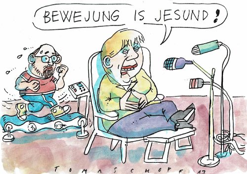 Cartoon: Bewegung (medium) by Jan Tomaschoff tagged wahlen,merkel,schulz,wahlen,merkel,schulz