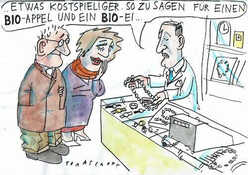 Cartoon: Bio (medium) by Jan Tomaschoff tagged bionahrung,lebensmittelpreise,bionahrung,lebensmittelpreise