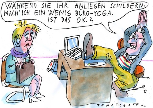 Cartoon: Büro-Yoga (medium) by Jan Tomaschoff tagged büro,yoga,büro,yoga