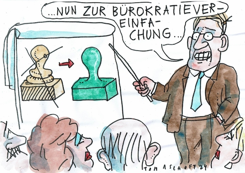 Cartoon: Bürokratieabbau (medium) by Jan Tomaschoff tagged bürokratie,vereinfachung,abbau,bürokratie,vereinfachung,abbau