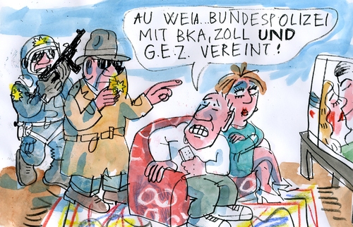 Cartoon: Bundespolizei (medium) by Jan Tomaschoff tagged bundespolizei,bka,gez,bundespolizei,bka,gez,polizei