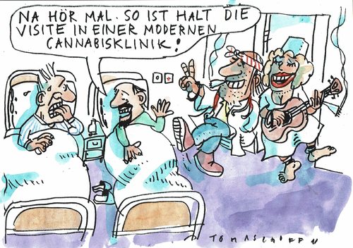 Cartoon: Cannabisklinik (medium) by Jan Tomaschoff tagged gesundheit,cannabis,drogen,gesundheit,cannabis,drogen