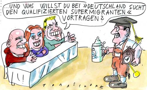 Cartoon: Casting (medium) by Jan Tomaschoff tagged migration,zuwanderung,einwanderung,einwanderungstest,casting,show,migration,zuwanderung,einwanderung,einwanderungstest,casting show,tv,unterhaltung,fernsehen,programm,immigration,ausländer,aufenthaltserlabunis,einbürgerung,bürger,deutschland,einbürgerungstest,behörde,dieter bohlen,deutschland sucht den superstar,superstar,tv show,casting,show,dieter,bohlen,sucht,den