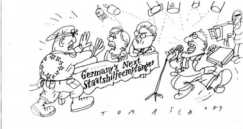 Cartoon: Casting (medium) by Jan Tomaschoff tagged rettungspakete,staatshilfe,milliardenbürgschaften