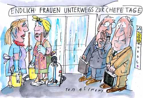 Cartoon: Chefetage (medium) by Jan Tomaschoff tagged frauen,quote,gleichberechtigung,berufe