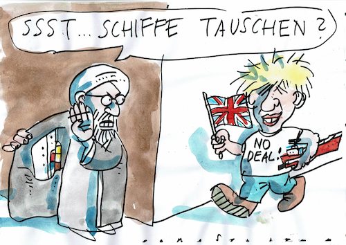 Cartoon: Deeskalation (medium) by Jan Tomaschoff tagged iran,westen,schiffahrt,johnson,iran,westen,schiffahrt,johnson