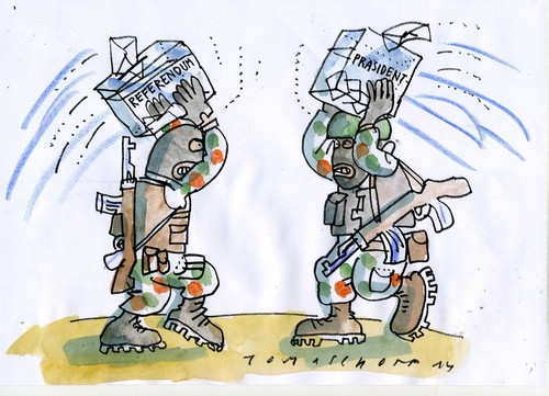 Cartoon: Demokrtische Auseinandersetzung (medium) by Jan Tomaschoff tagged ukraine,separatismus,ukraine,separatismus