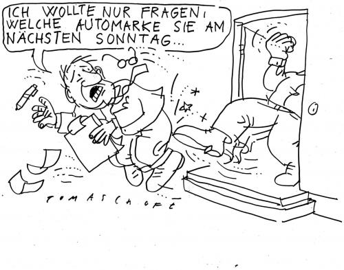Cartoon: Demoskopie (medium) by Jan Tomaschoff tagged abwrackprämie,autoindustrie,demografie,wahlen,umfragen,wählerwanderung