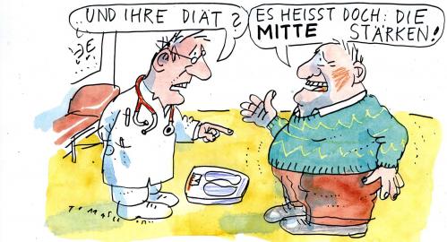 Cartoon: Diät (medium) by Jan Tomaschoff tagged mittelschicht,konsum,kaufverhalten,rezession,kaufkraft,wirtschaftskrise