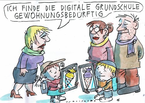 Cartoon: digital (medium) by Jan Tomaschoff tagged digitalisierung,schule,digitalisierung,schule