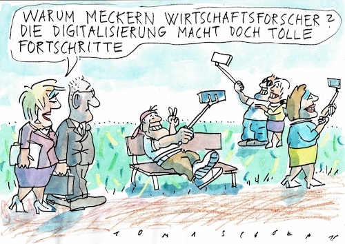 Cartoon: digital (medium) by Jan Tomaschoff tagged digitalisierung,handy,selfie,digitalisierung,handy,selfie