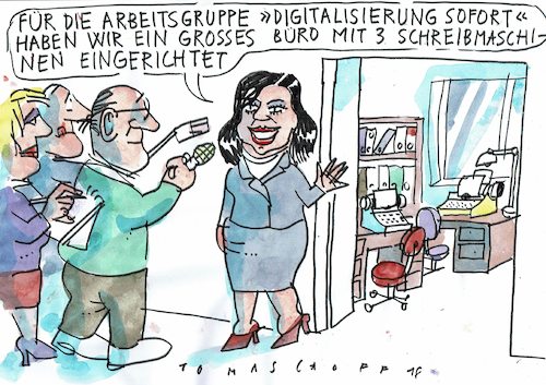 Cartoon: Digitalisierung (medium) by Jan Tomaschoff tagged internet,groko,digitalisierung,internet,groko,digitalisierung