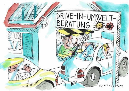 Cartoon: drive in (medium) by Jan Tomaschoff tagged umwelt,auto,corona,umwelt,auto,corona