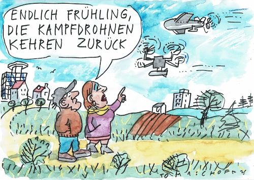 Cartoon: Drohnen (medium) by Jan Tomaschoff tagged krieg,frieden,rüstung,waffen,krieg,frieden,rüstung,waffen