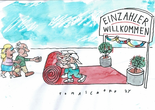 Cartoon: Einzahler (medium) by Jan Tomaschoff tagged rente,pension,demografie,rente,pension,demografie