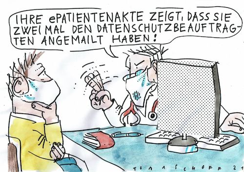 Cartoon: elektronische Patientenakte 1 (medium) by Jan Tomaschoff tagged elektronische,patientenakte,datenschutz,elektronische,patientenakte,datenschutz