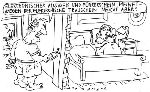 Cartoon: Elektronischer Ausweis (medium) by Jan Tomaschoff tagged elektronischer,ausweis,elektronischer ausweis,personalausweis,ausweis,identifikation,sicherheit,führerschein,fortschritt,entwicklkung,digitalisierung,elektronischer