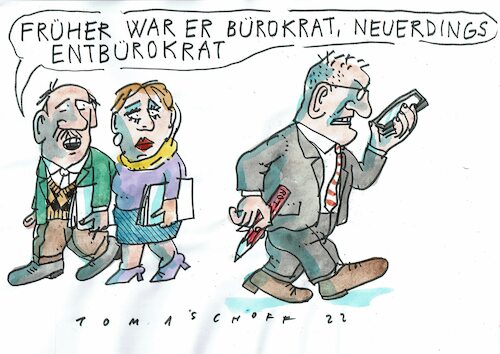Cartoon: Entbürokrat (medium) by Jan Tomaschoff tagged bürokraten,verwaltung,staat,bürokraten,verwaltung,staat