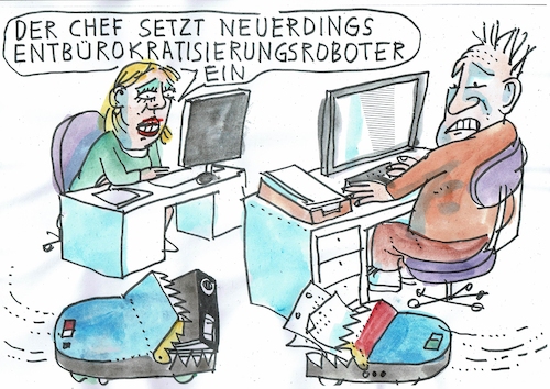 Cartoon: Entbürokratisierung (medium) by Jan Tomaschoff tagged bürokratie,papier,akten,bürokratie,papier,akten