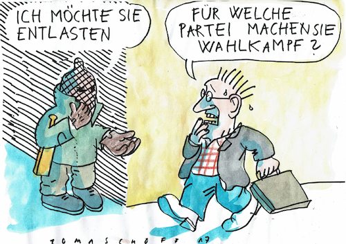 Cartoon: Entlastung (medium) by Jan Tomaschoff tagged wahlkampf,steuern,entlastung,wahlkampf,steuern,entlastung