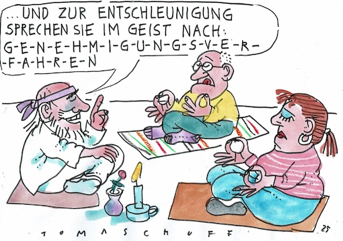 Cartoon: Entschleunigung (medium) by Jan Tomaschoff tagged bürokratie,tempo,wirtschaft,bürokratie,tempo,wirtschaft