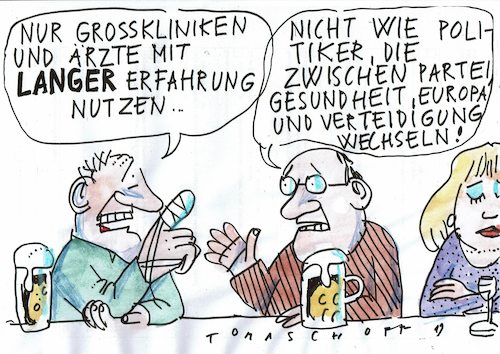 Cartoon: Erfahrung (medium) by Jan Tomaschoff tagged politiker,sachkenntnis,ärzte,politiker,sachkenntnis,ärzte