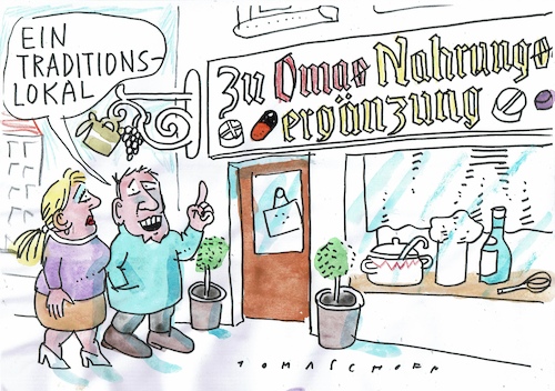 Cartoon: Ergänzung (medium) by Jan Tomaschoff tagged ernährung,tradition,gesundheit,ernährung,tradition,gesundheit