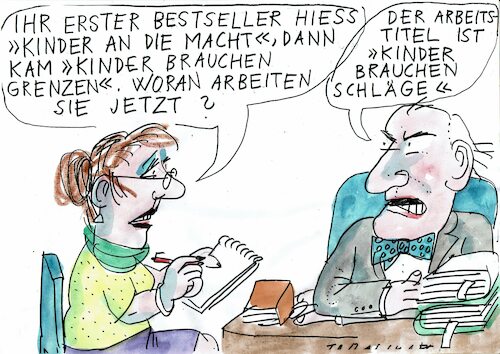 Cartoon: Erziehung (medium) by Jan Tomaschoff tagged pädagogik,ratgeber,strenge,freiheit,pädagogik,ratgeber,strenge,freiheit