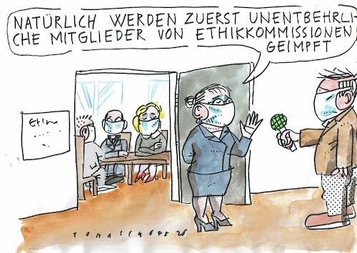 Cartoon: Ethik (medium) by Jan Tomaschoff tagged corona,impfung,ethik,corona,impfung,ethik