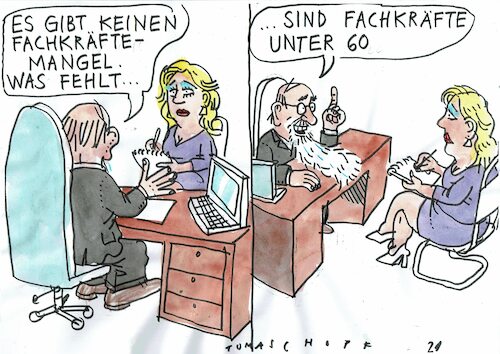 Cartoon: Fachkräfte (medium) by Jan Tomaschoff tagged fachkräfte,mangel,demografie,fachkräfte,mangel,demografie