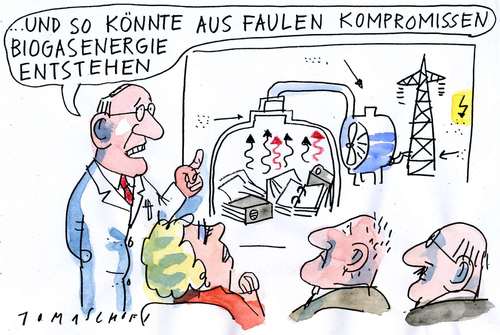Cartoon: Faule Kompromisse (medium) by Jan Tomaschoff tagged bioenergie